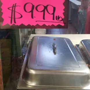 a sign in a shop window