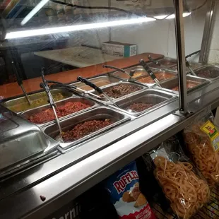 Meats, beans and rice..