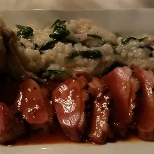 Indiana Duck Breast with risotto and roasted bell pepper