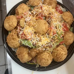 Salad and cabbage rolls