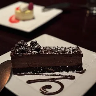 a piece of chocolate cake on a plate