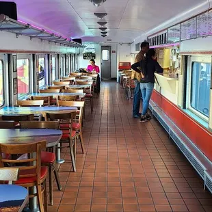 From one end of the train car to the other!