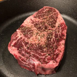 Pan searing a Ribeye.