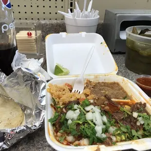 a meal in a takeout container