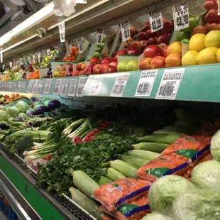 a produce section in a grocery store