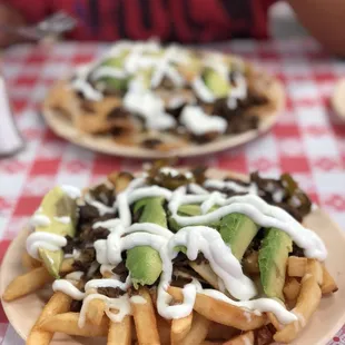 Carne asada fries and nachos