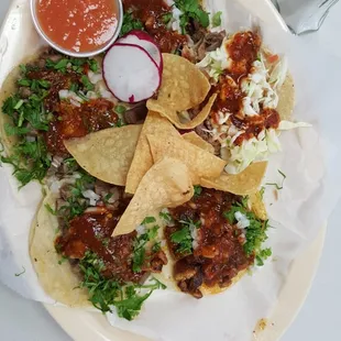 5 Tacos with Lots Fillings. Tue Special. $5. Buck each. Absolutely Delish