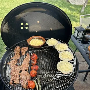 Meat, tomatoes, tortillas, serrano peppers and cheese, purchased at "El Matamoros Meat Market". Super nice guys and great quality meats.
