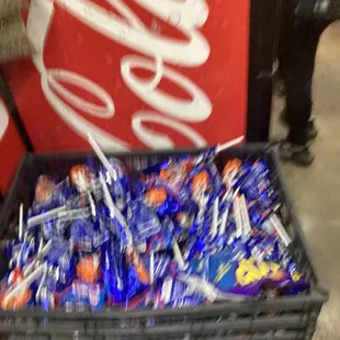 a crate of candy