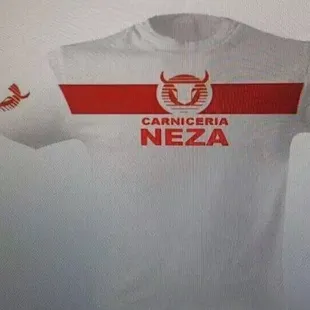 a white t - shirt with a red stripe