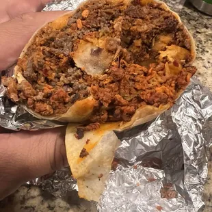 Wagyu chorizo and papas burrito