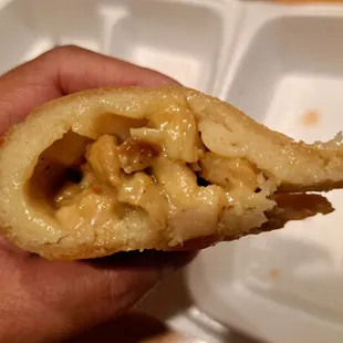 Inside half a chicken empanada