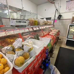 a dog in a grocery store