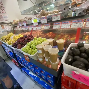 a variety of fruits and juices