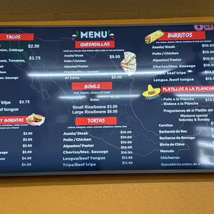 Updated menu