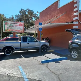 a pickup truck parked in a parking lot