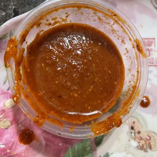 up close on the hot sauce
