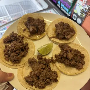 2 Barbacoa, 2 Lengua, 1 Carne Asada Taco