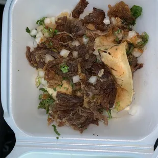 Super dry, old carnitas taco.