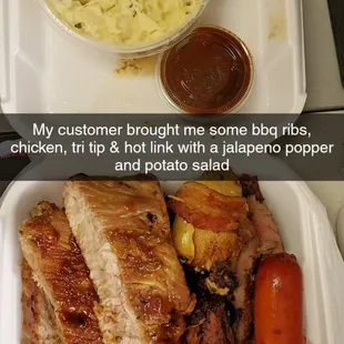 a meal in a styrofoam container