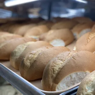 a tray of bread rolls