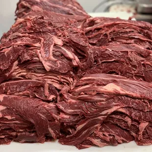 a pile of raw meat