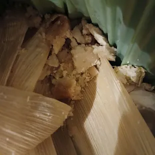 Dry tamales in the trash from Carniceria Lopez.