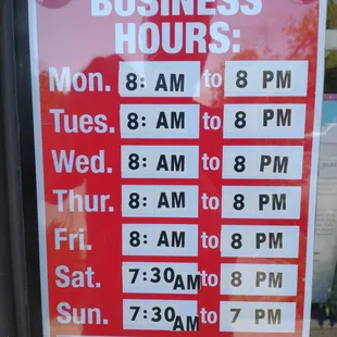 Business Hours (Yelp has them listed incorrectly, but refuses to update them to be correct)