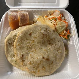 Spinach and chicharron pupusas