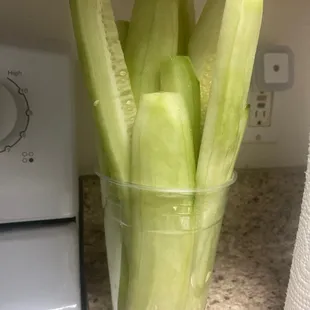 a glass of celery