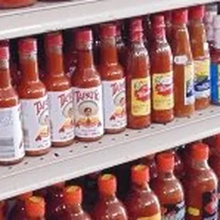 a variety of hot sauces