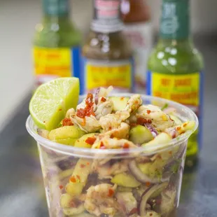 a plastic container filled with food