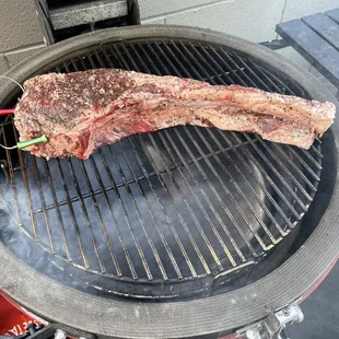 a steak on a grill