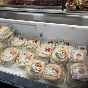 a display of tortillas