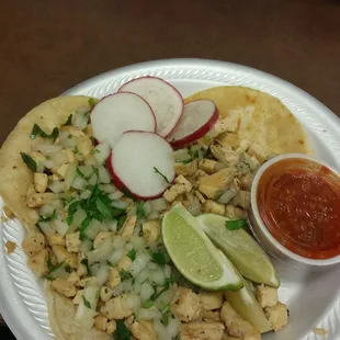 3 chicken tacos