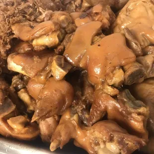 a close up of a plate of meat