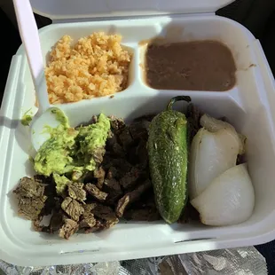 Carne adada with rice, beans and guacamole. So yummy!