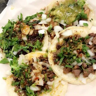 Great Tacos! Asada, Carnitas and Al Pastor!