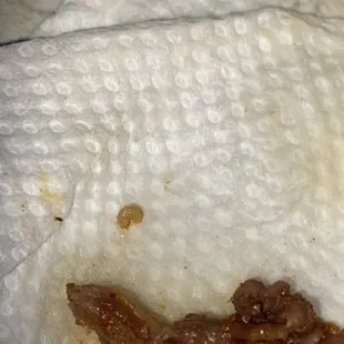 I saw the maggot on the meat so I removed it and I removed the meat as well after which the whole meat is now going to the trash