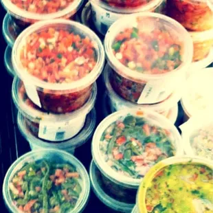 So much yummy homemade salsas &amp; quac!