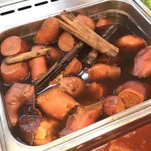 a close up of a hot dish