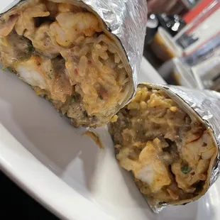 Shrimp and steak burrito