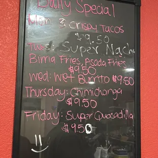 Weekday specials as of 02/13/2025