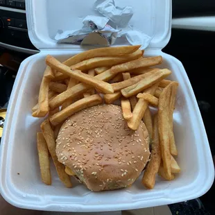 9/4/21 Plain cheeseburger with fries, my son don't like topping on his burgers