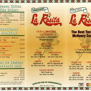 menu
