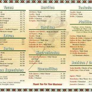 menu