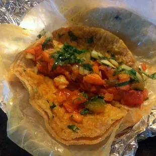their first ever fish taco!  It was amazing!  Rafael, the owner, said he&apos;s going to put it on the menu. Just ask