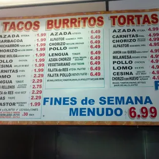 left side of the huge menu board