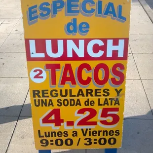 daily special sign on the sidewalk