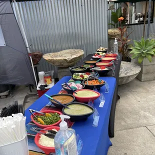Setup of toppings at one of events